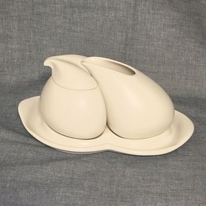 Biomorphic 4 Piece White Porcelain Sugar Creamer Set by Peter Saenger